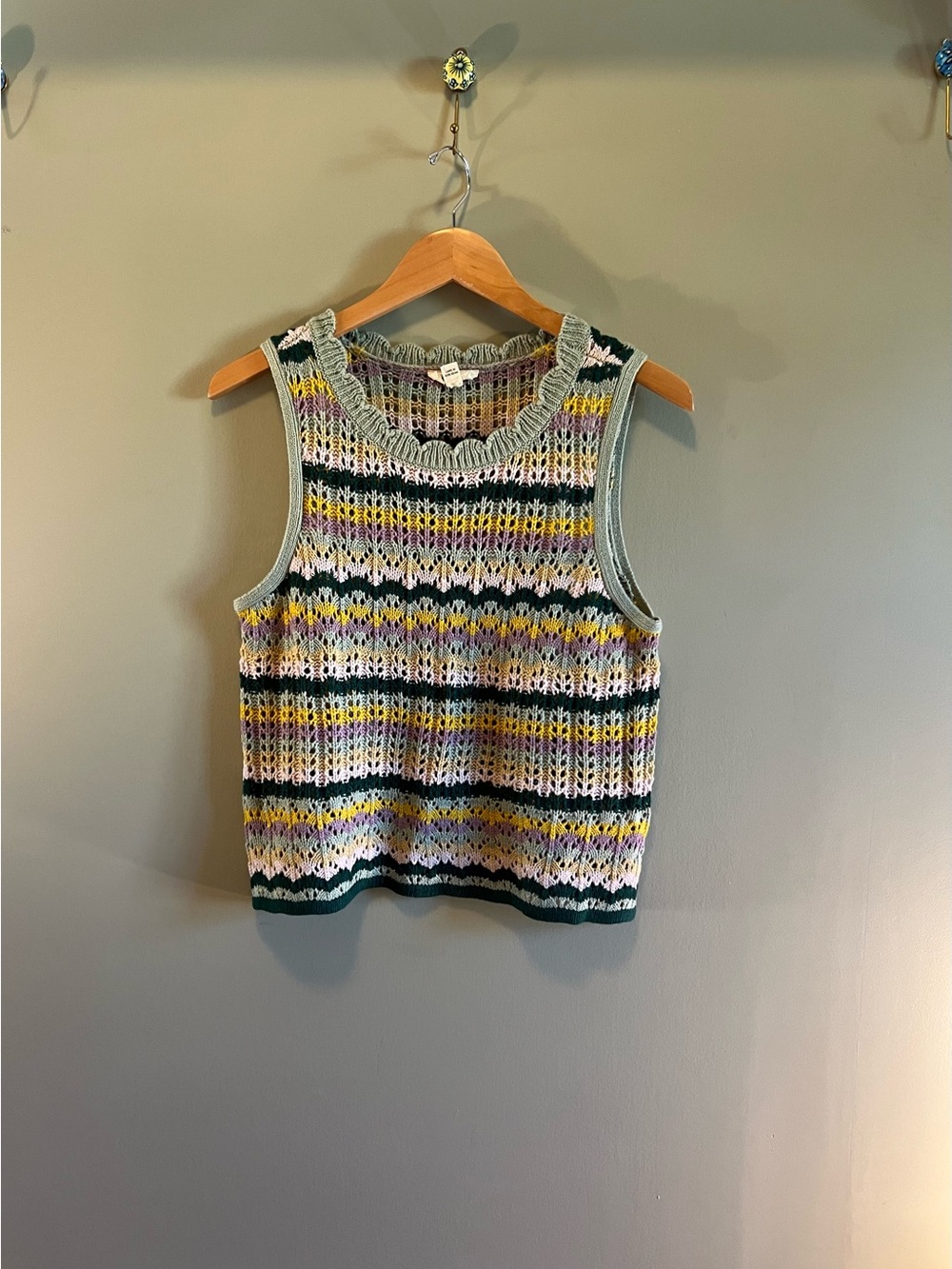The General‎ Good-Open-Knit Striped Tank Top in Green, Yellow & Pink